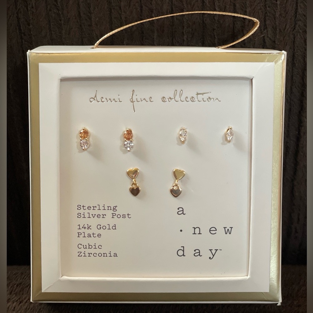 Stud Earrings Set, Sterling Silver & Cubic Zirconia — A New Day - Picture 15 of 15